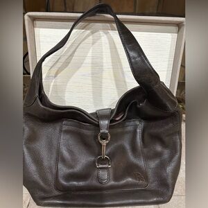 Vintage Dooney & Burke dark brown Hobo bag w/silver hook closure